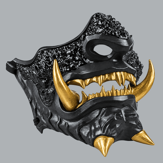 Space Armory Japanese Oni Mask - Black / Gold Masks