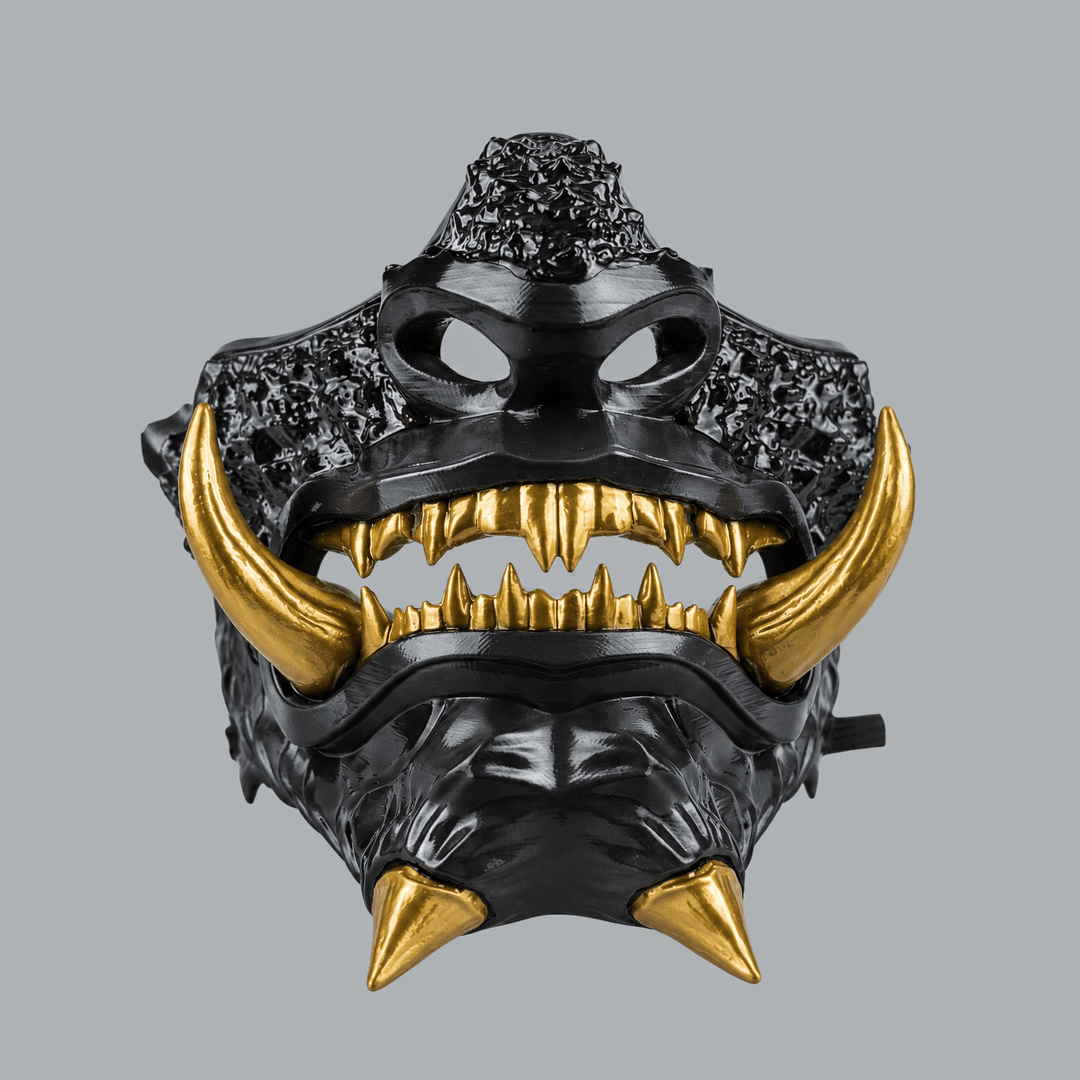 Space Armory Japanese Oni Mask - Black / Gold Masks