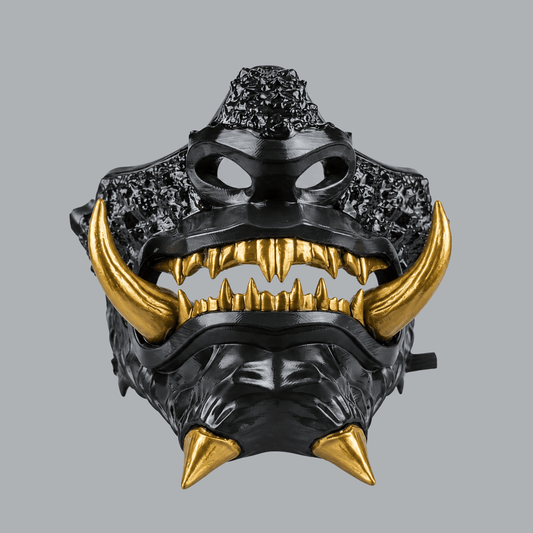 Space Armory Japanese Oni Mask - Black / Gold Masks