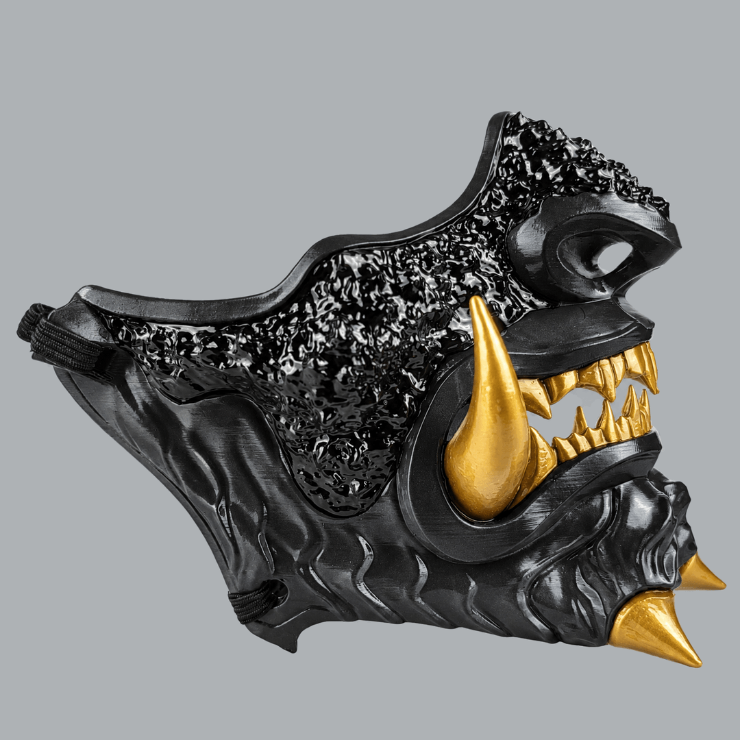 Space Armory Japanese Oni Mask - Black / Gold Masks