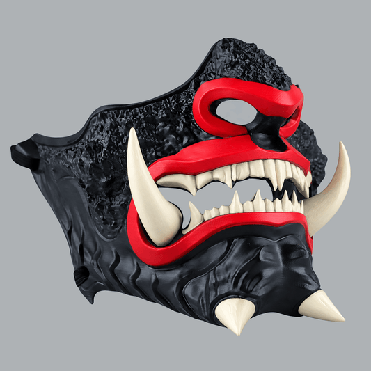 Space Armory Japanese Oni Mask - Code Red / Shock White Cream Masks