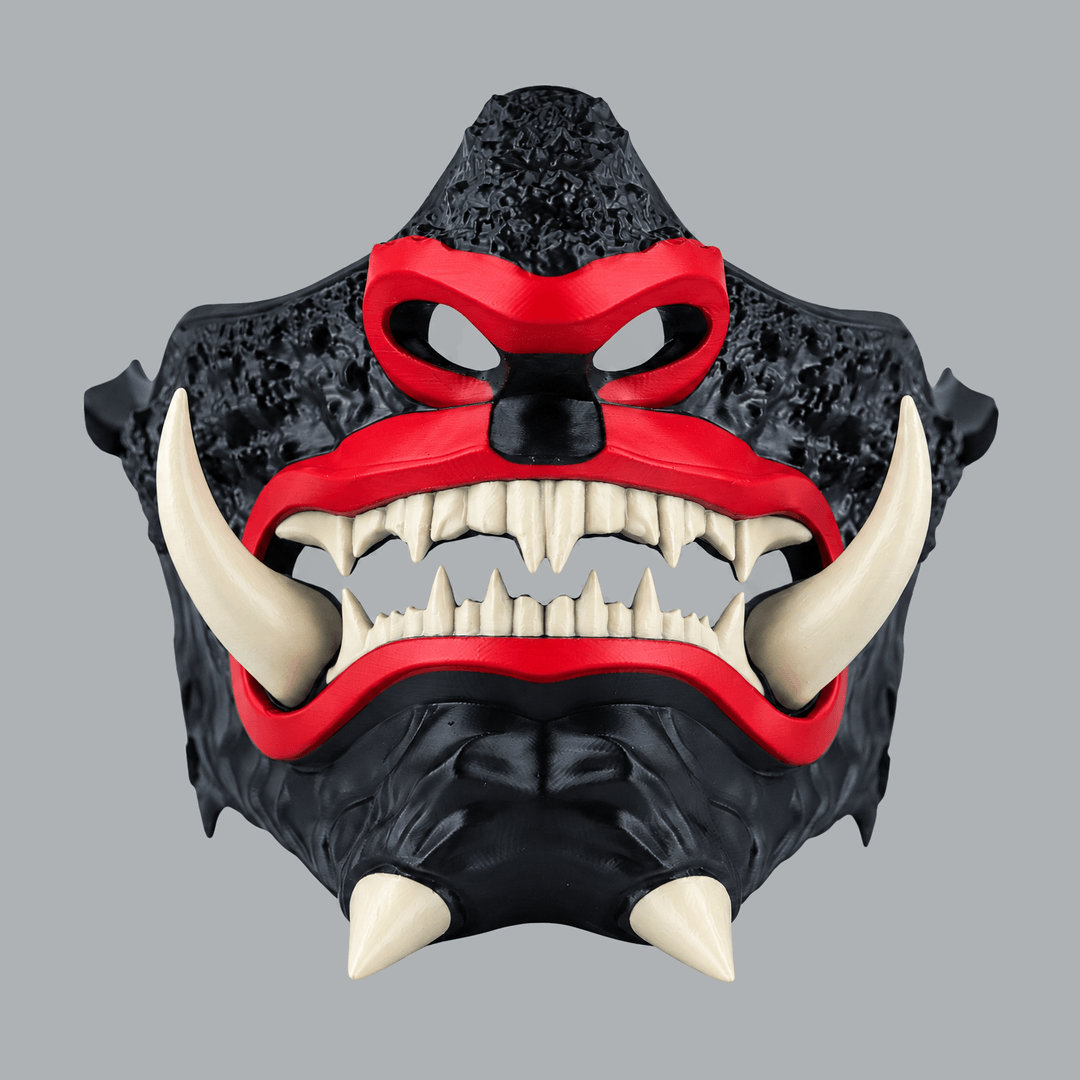 Space Armory Japanese Oni Mask - Code Red / Shock White Cream Masks