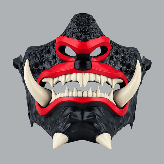 Space Armory Japanese Oni Mask - Code Red / Shock White Cream Masks