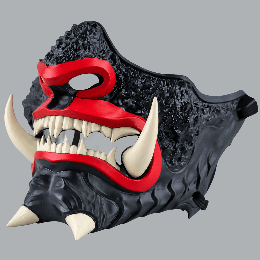 Space Armory Japanese Oni Mask - Code Red / Shock White Cream Masks