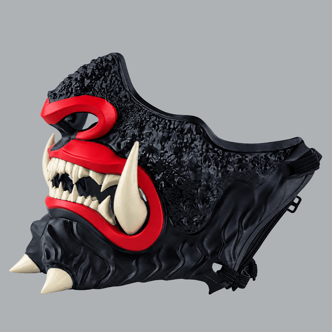Space Armory Japanese Oni Mask - Code Red / Shock White Cream Masks