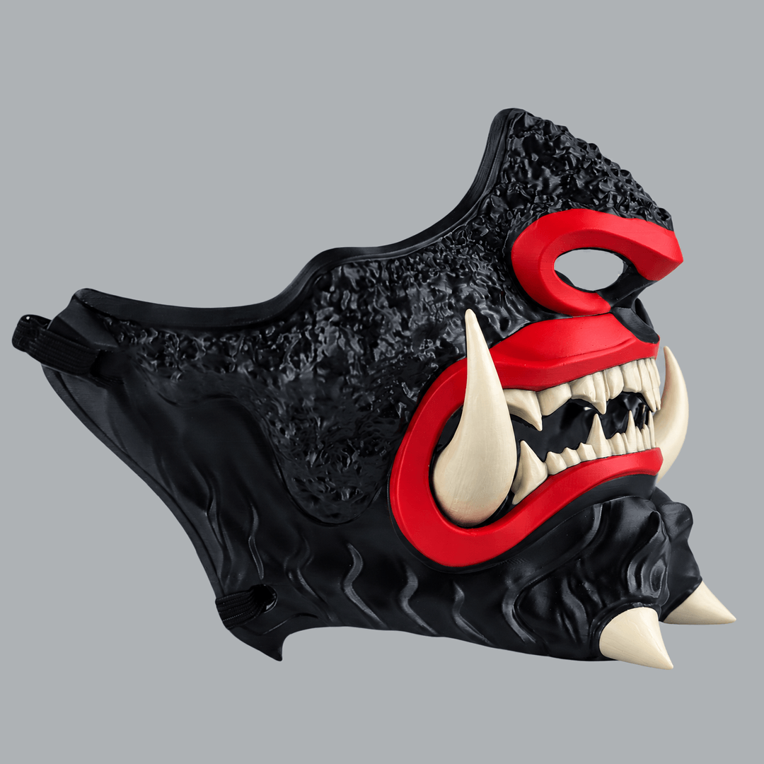 Space Armory Japanese Oni Mask - Code Red / Shock White Cream Masks