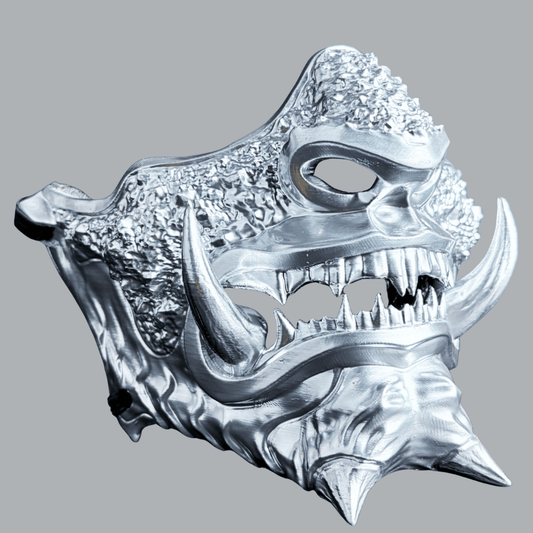 Space Armory Japanese Oni Mask - Full Chrome Silver Masks