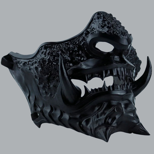Space Armory Japanese Oni Mask Full Glossy Black Masks