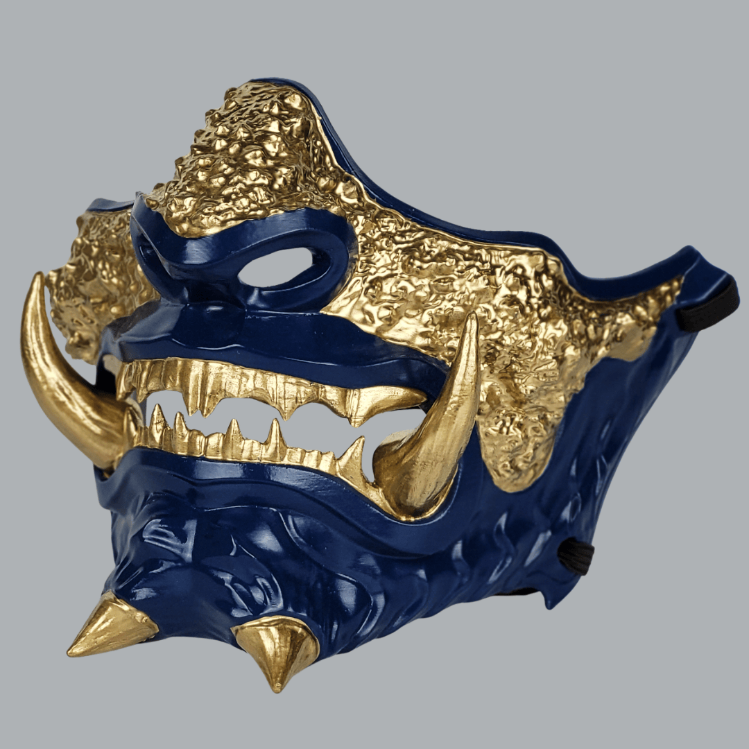 Space Armory Japanese Oni Mask - Midnight Blue/Gold Masks