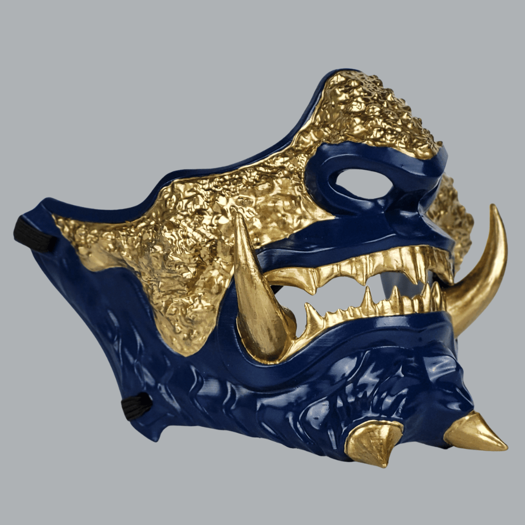 Space Armory Japanese Oni Mask - Midnight Blue/Gold Masks
