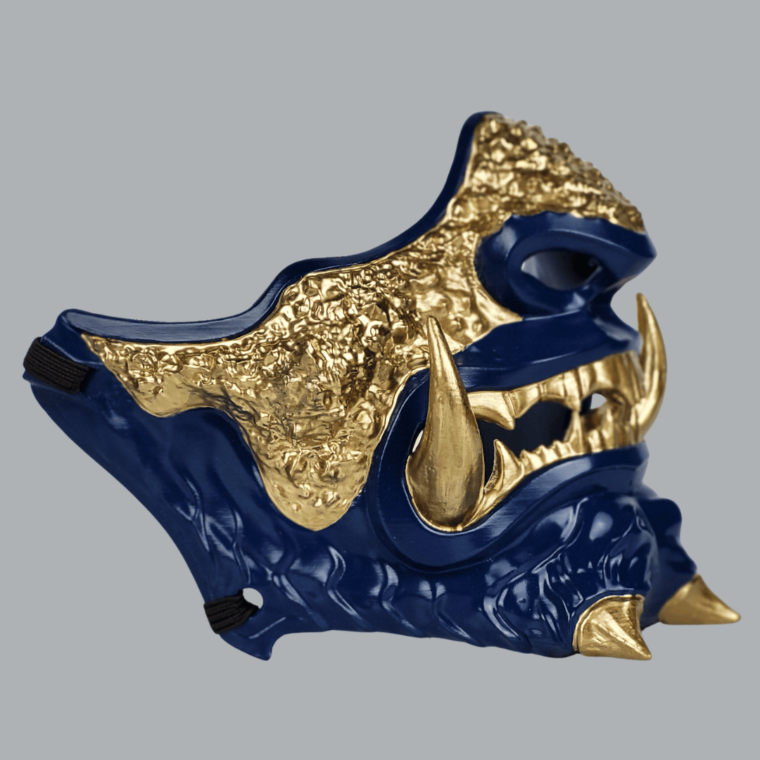 Space Armory Japanese Oni Mask - Midnight Blue/Gold Masks
