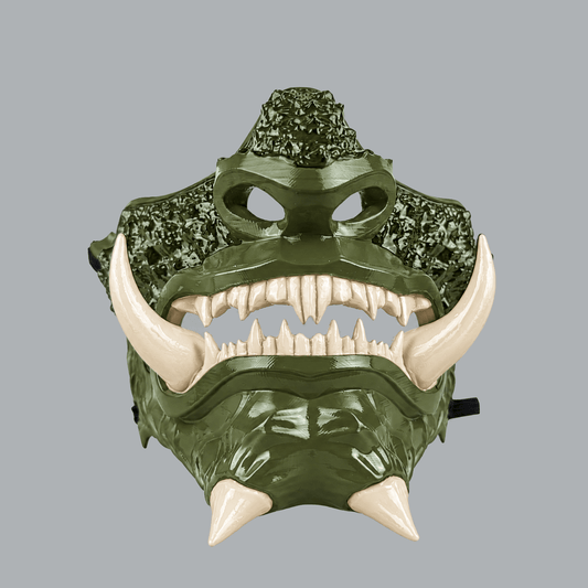 Space Armory Japanese Oni Mask - Olive Green / Bone Masks
