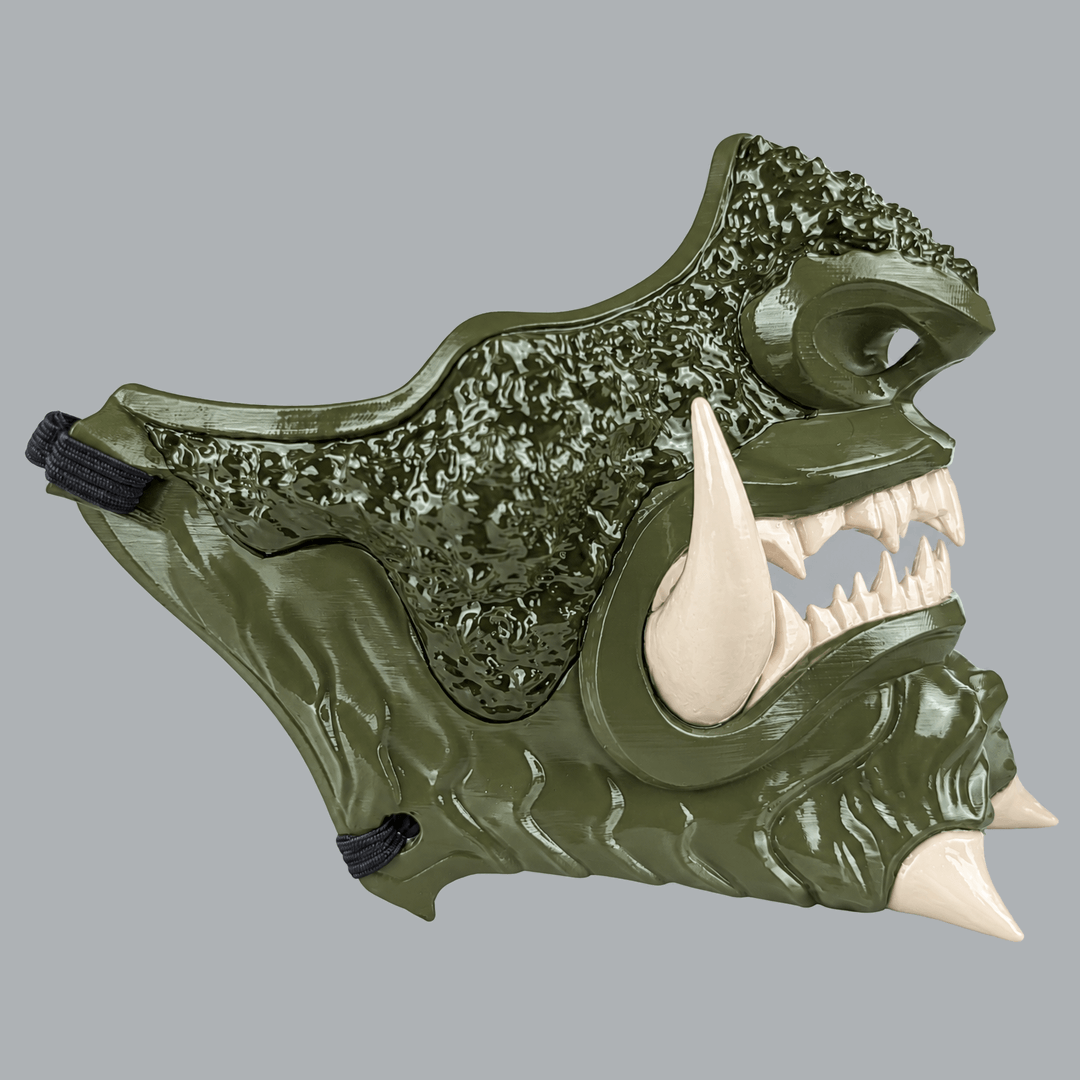 Space Armory Japanese Oni Mask - Olive Green / Bone Masks