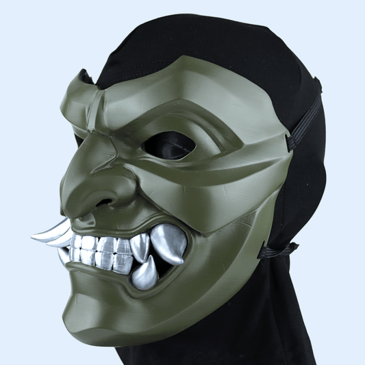 Space Armory Kabuto Mask With Fangs Army Green Masks