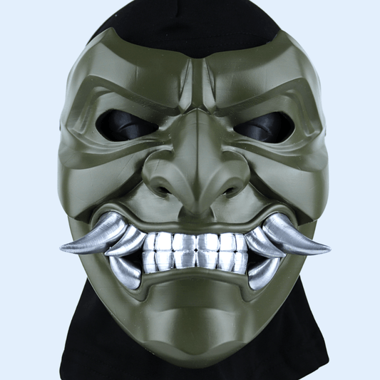 Space Armory Kabuto Mask With Fangs Army Green Masks