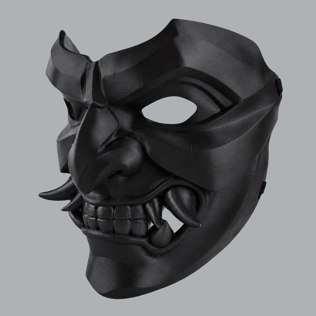 Space Armory Kabuto Mask With Fangs - Black Masks