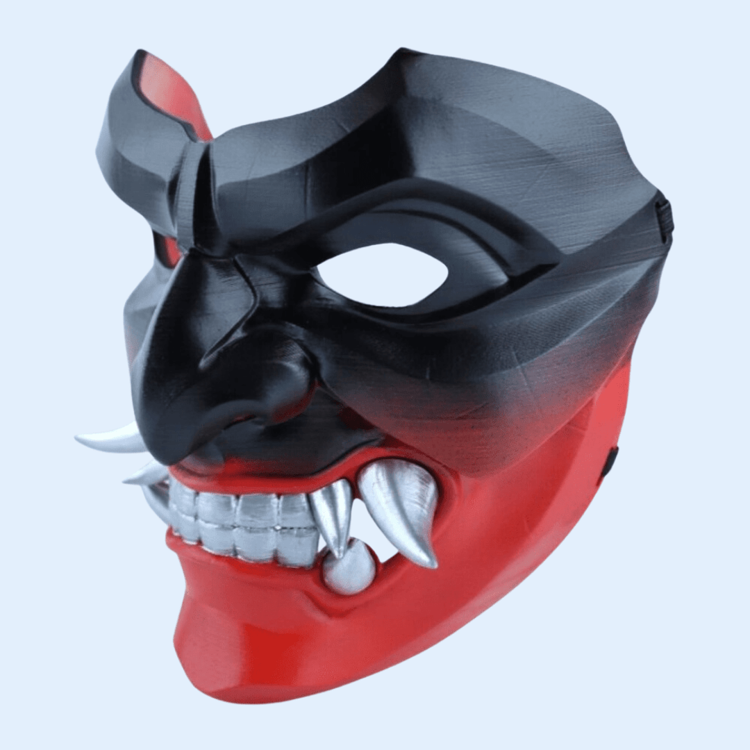 Space Armory Kabuto Mask With Fangs Black/Red