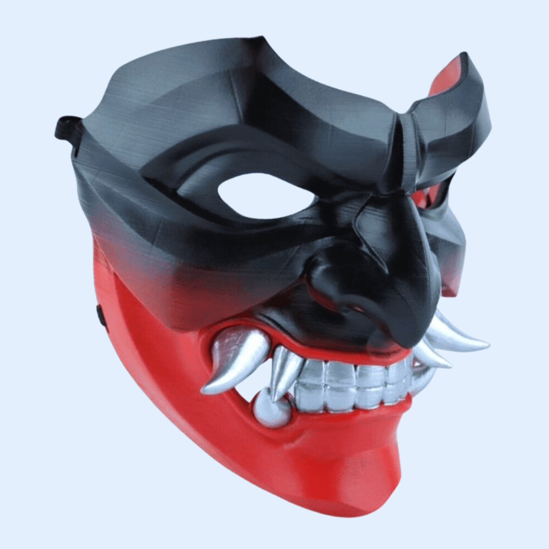 Space Armory Kabuto Mask With Fangs Black/Red