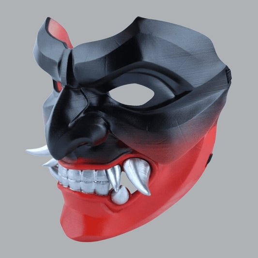 Space Armory Kabuto Mask With Fangs - Black/Red Masks