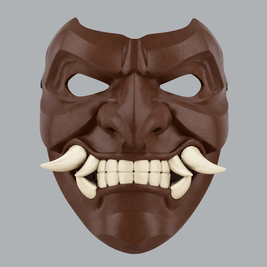 Space Armory Kabuto Mask With Fangs - Chocolate / Ivory Masks