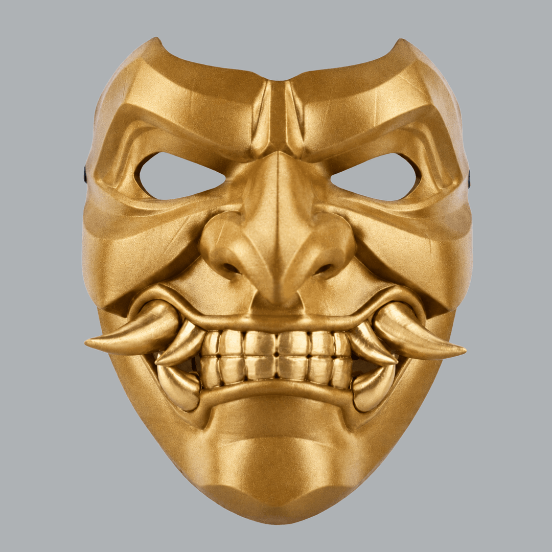 Space Armory Kabuto Mask With Fangs - Gold Masks