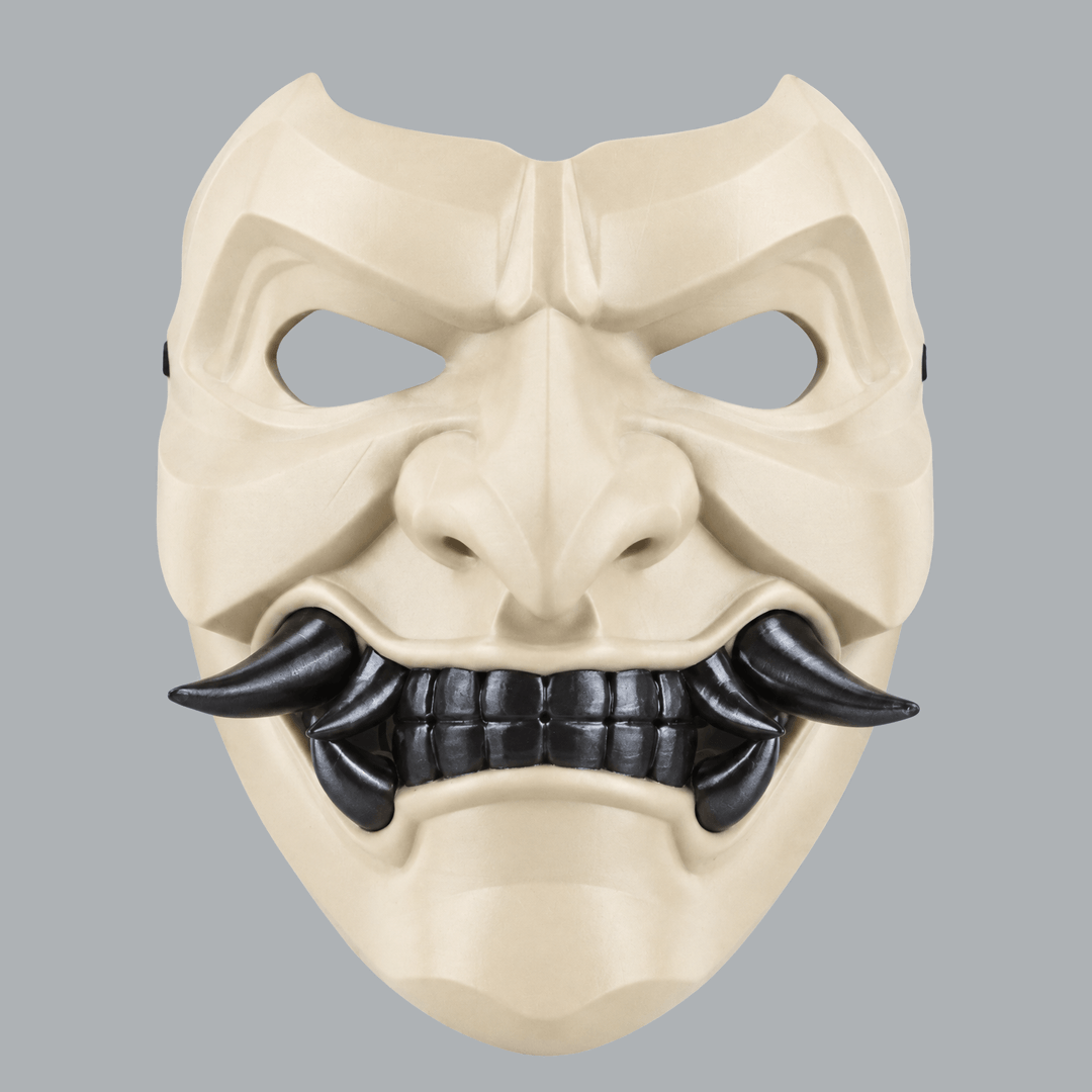 Space Armory Kabuto Mask With Fangs - Ivory / Black Masks