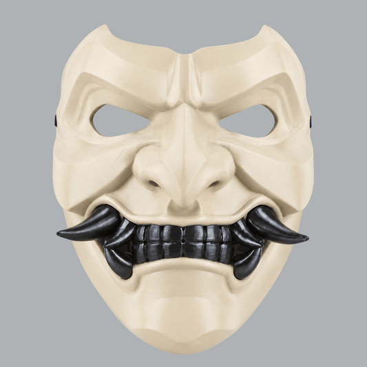 Space Armory Kabuto Mask With Fangs - Ivory / Black Masks