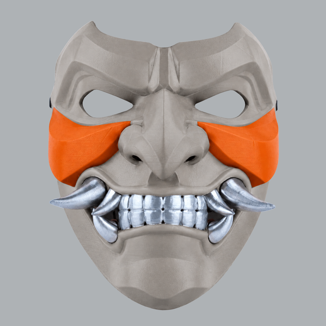 Space Armory Kabuto Mask With Fangs - Mouse / Pure Orange Masks