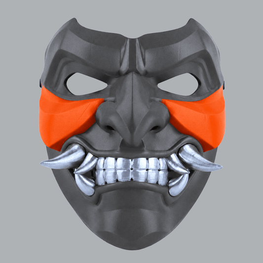 Space Armory Kabuto Mask With Fangs - Mouse / Pure Orange Masks