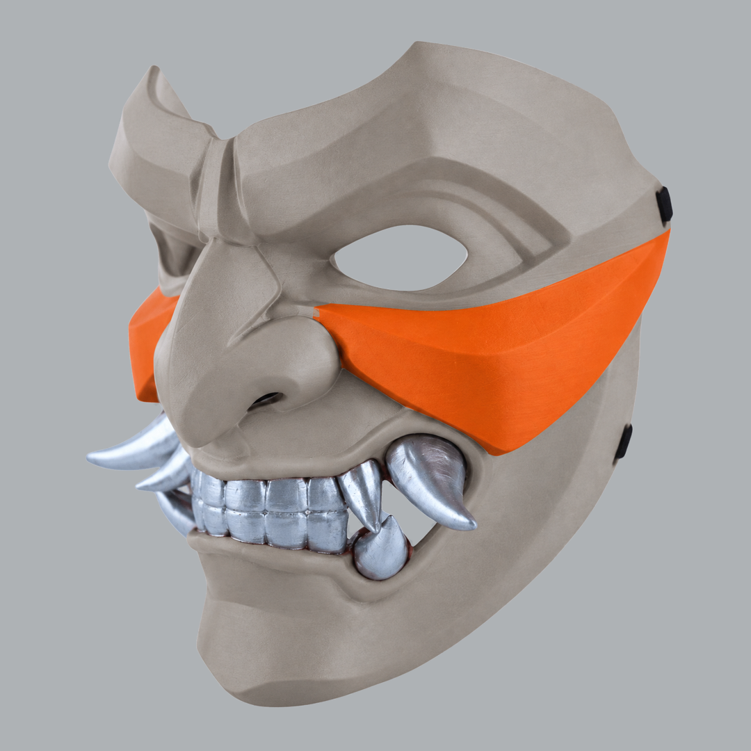 Space Armory Kabuto Mask With Fangs - Mouse / Pure Orange Masks
