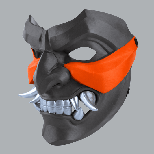 Space Armory Kabuto Mask With Fangs - Mouse / Pure Orange Masks