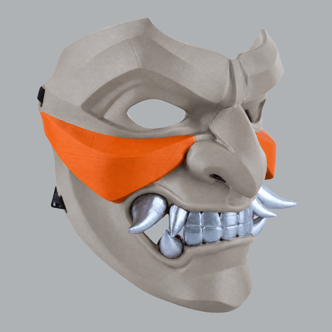 Space Armory Kabuto Mask With Fangs - Mouse / Pure Orange Masks