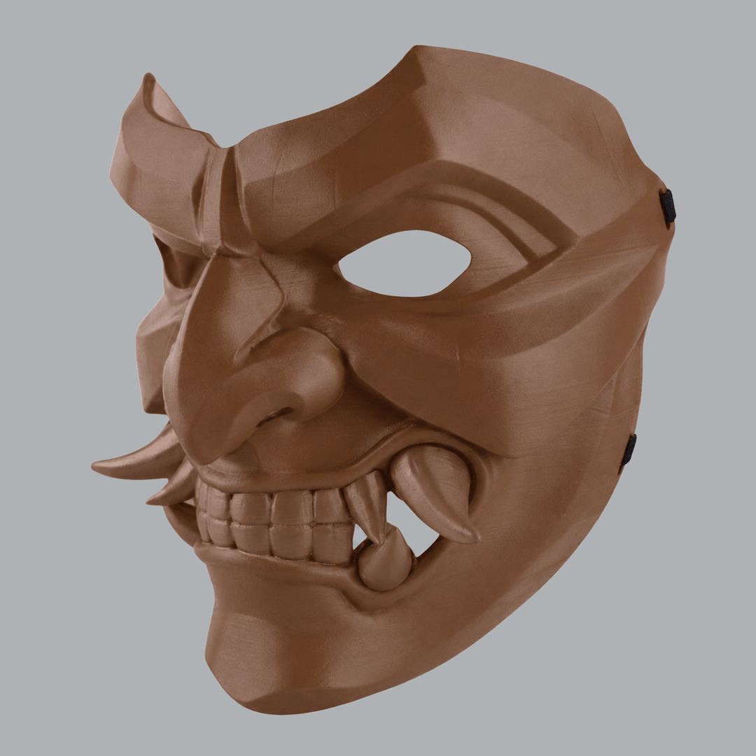 Space Armory Kabuto Mask With Fangs - Palish Brown Masks