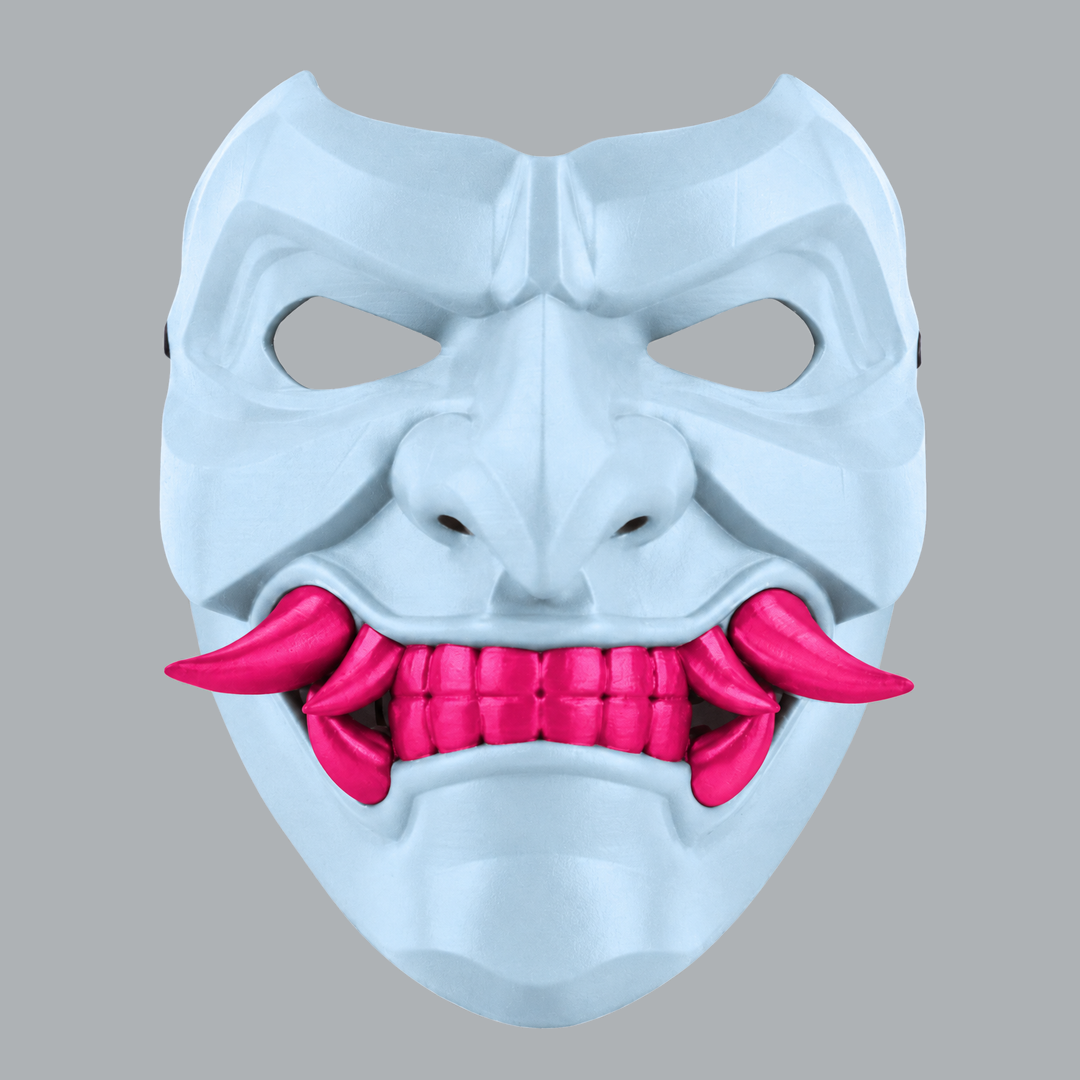 Space Armory Kabuto Mask With Fangs - Polar Blue / Infra Pink Masks