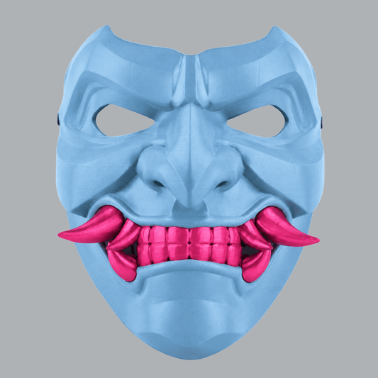 Space Armory Kabuto Mask With Fangs - Polar Blue / Infra Pink Masks