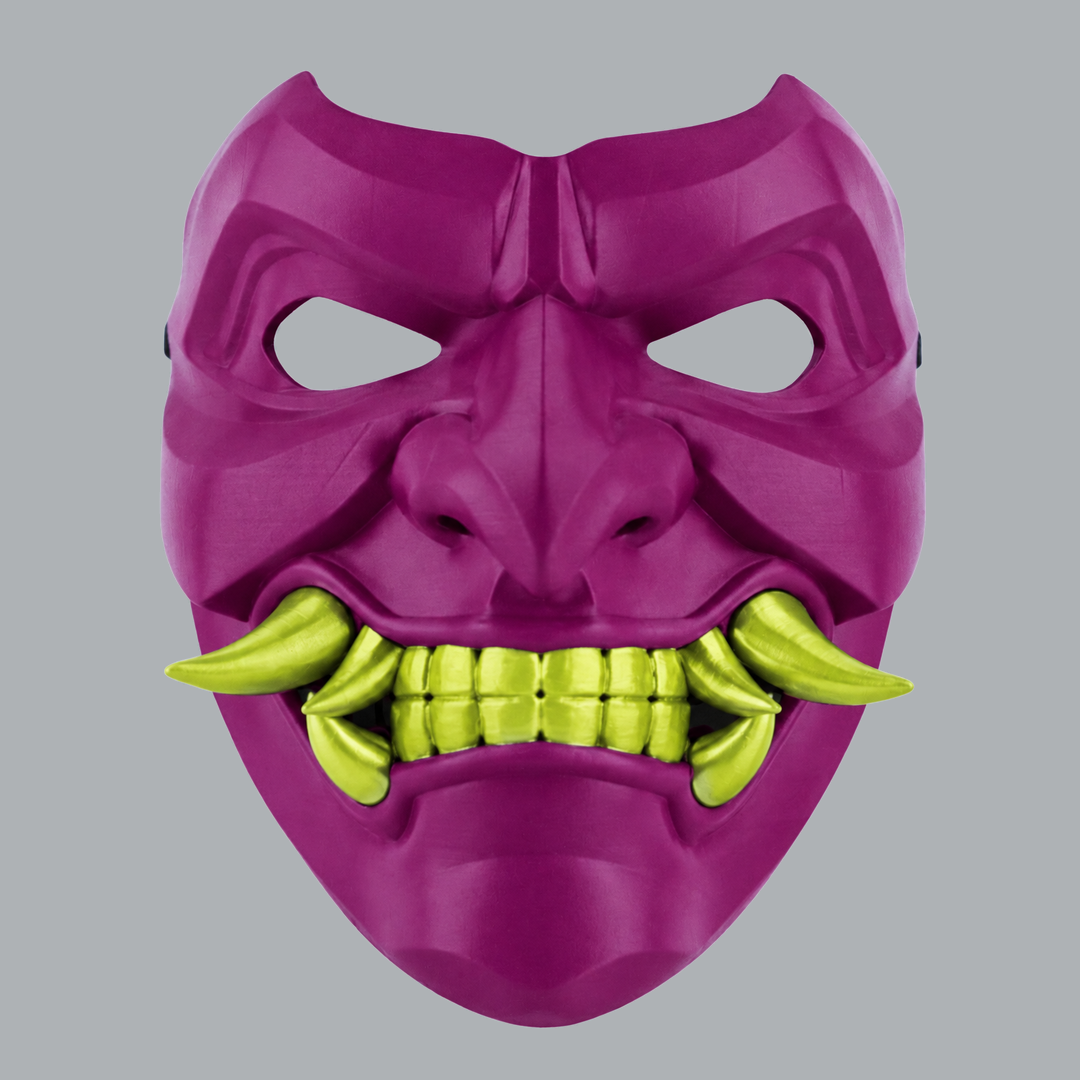 Space Armory Kabuto Mask With Fangs - Purple Rain / Wild Lime Masks