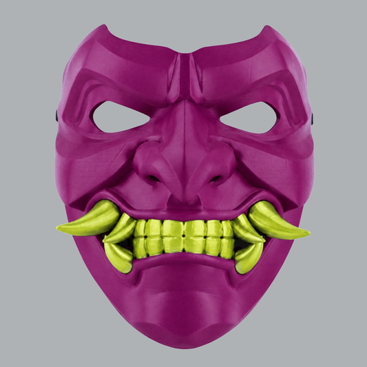 Space Armory Kabuto Mask With Fangs - Purple Rain / Wild Lime Masks