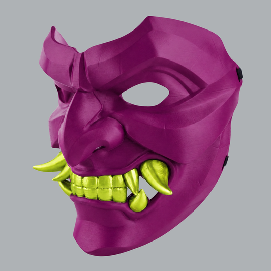 Space Armory Kabuto Mask With Fangs - Purple Rain / Wild Lime Masks