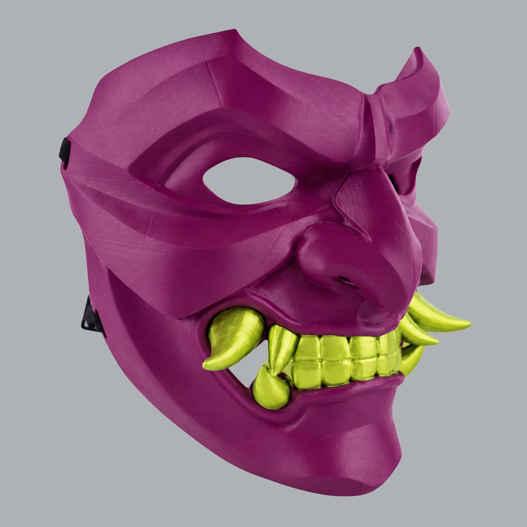 Space Armory Kabuto Mask With Fangs - Purple Rain / Wild Lime Masks