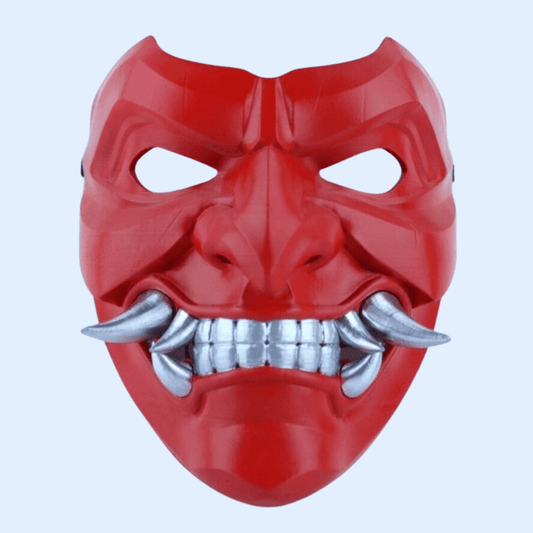 Space Armory Kabuto Mask With Fangs Red