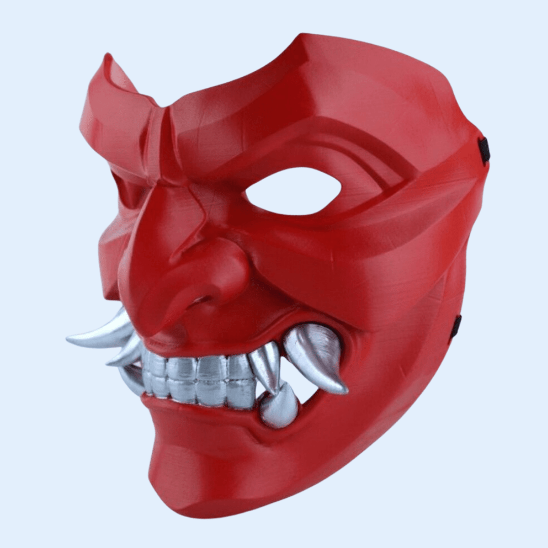 Space Armory Kabuto Mask With Fangs Red