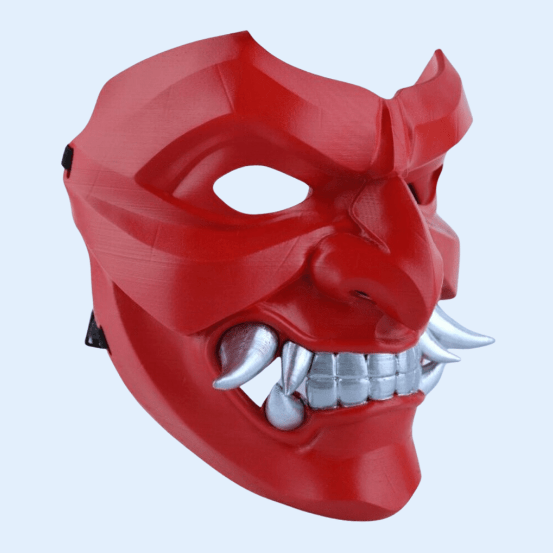 Space Armory Kabuto Mask With Fangs Red