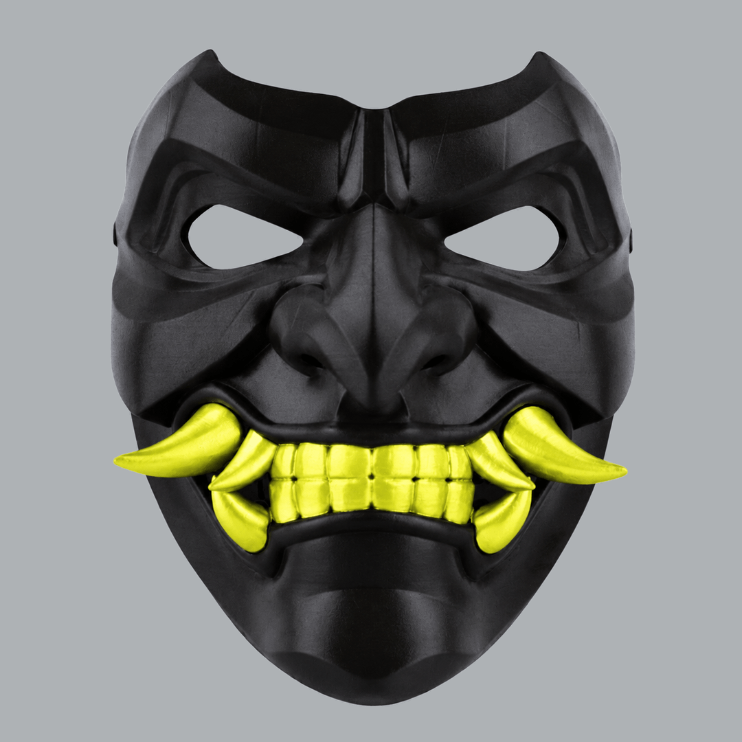 Space Armory Kabuto Mask With Fangs - Shock Black / Poison Light Masks