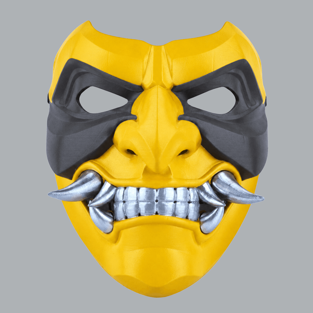 Space Armory Kabuto Mask With Fangs - Yellow / Slate Masks