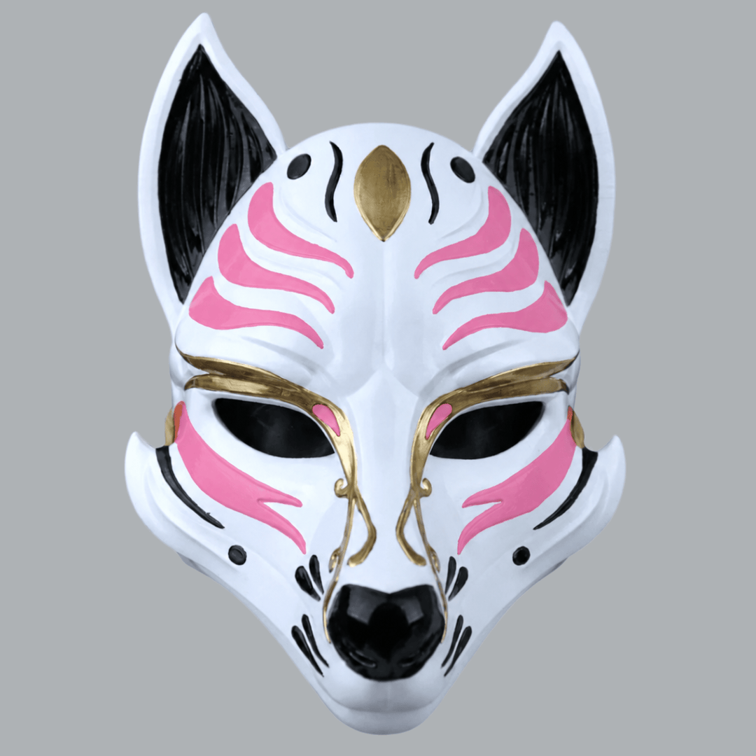 Space Armory Kitsune Fox Mask - White / Pink Masks