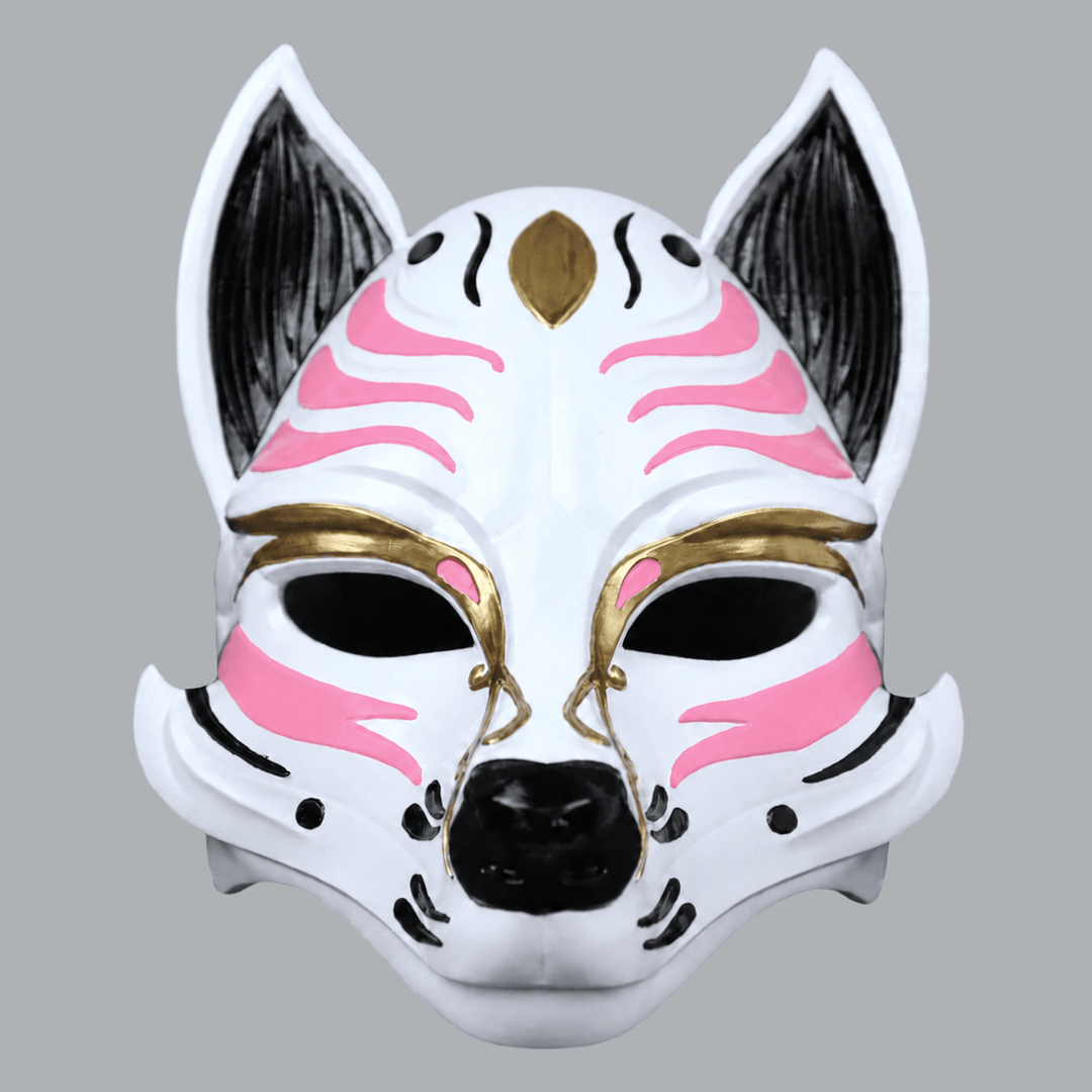 Space Armory Kitsune Fox Mask - White / Pink Masks