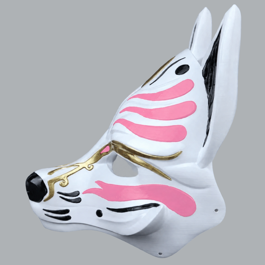 Space Armory Kitsune Fox Mask - White / Pink Masks