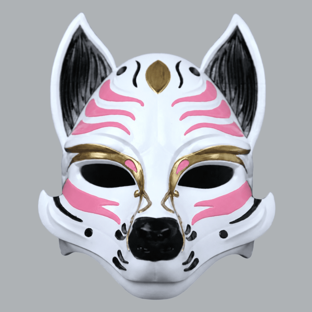 Space Armory Kitsune Fox Mask - White / Pink Masks