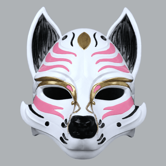 Space Armory Kitsune Fox Mask - White / Pink Masks