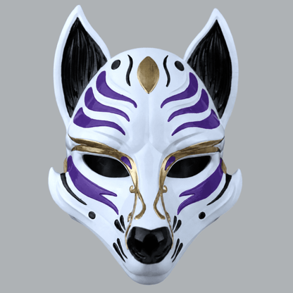 Space Armory Kitsune Fox Mask - White / Royal Purple Masks